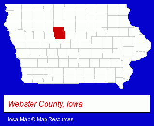 Iowa map, showing the general location of Laufersweiler Sievers Funeral