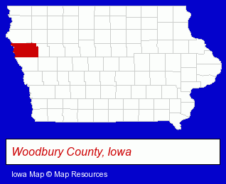 Iowa map, showing the general location of Sioux City Community Theatre