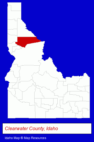 Clearwater County, Idaho locator map