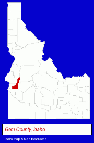 Idaho map, showing the general location of Western Rubber Products Inc