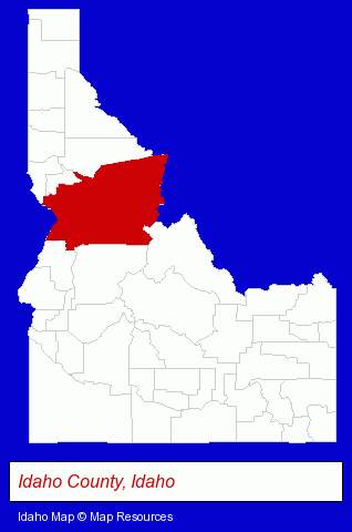 Idaho County, Idaho locator map