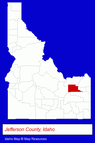 Idaho map, showing the general location of West Jefferson School District #253