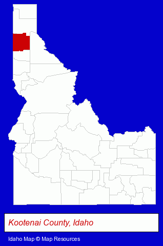 Idaho map, showing the general location of Post Falls Optometric Physicians