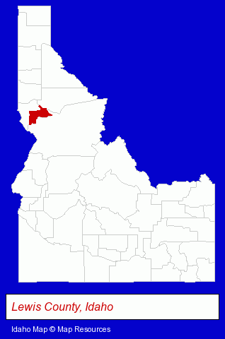 Idaho map, showing the general location of Highland School District