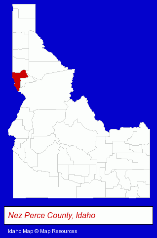 Idaho map, showing the general location of Ozeran Steve E MD