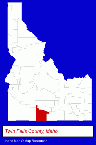 Idaho map, showing the general location of Sawtooth National Forest