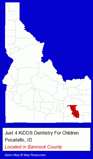 Idaho counties map, showing the general location of Just 4 KiDDS Dentistry For Children