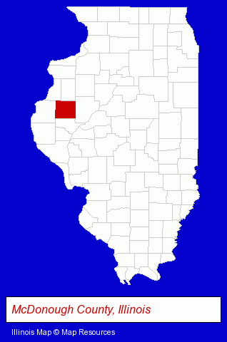 Illinois map, showing the general location of Macomb Municipal Airport