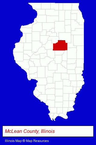 Illinois map, showing the general location of Illinois State University