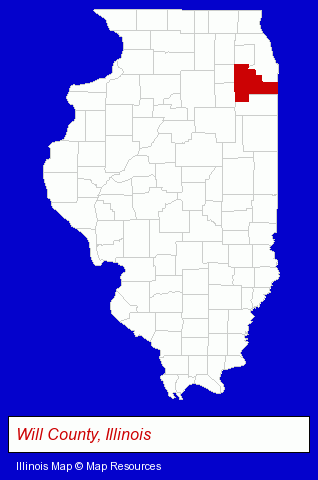 Illinois map, showing the general location of Erickson DR. Timothy J DC