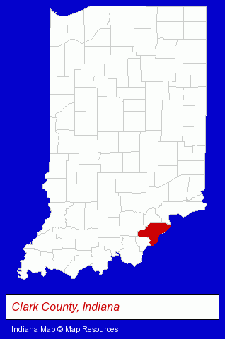 Indiana map, showing the general location of Schimpff's Confectionery