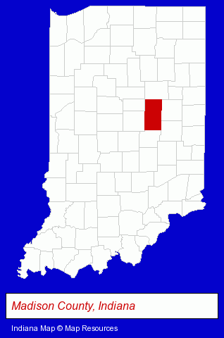 Indiana map, showing the general location of Kadet Products Inc