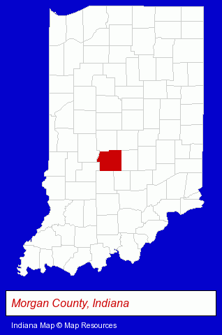 Indiana map, showing the general location of Bradford Woods-Indiana University