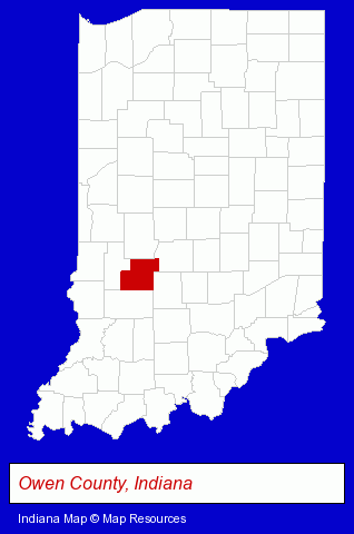 Indiana map, showing the general location of Owen County State Bank