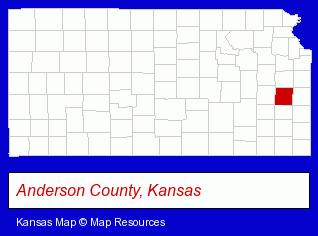 Kansas map, showing the general location of Garnett Public Library