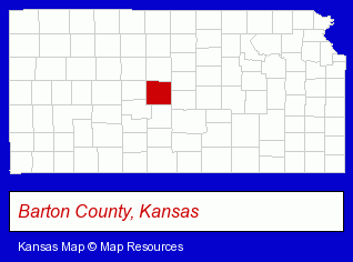 Kansas map, showing the general location of Straub International