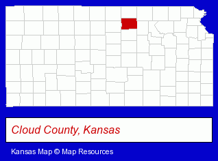 Cloud County, Kansas locator map