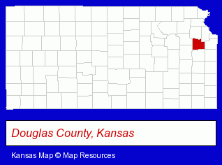 Kansas map, showing the general location of Lawrence Public Library - Reference