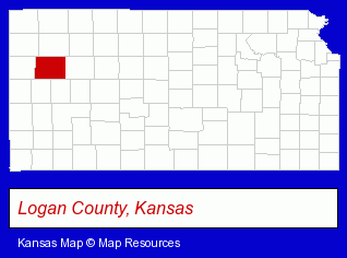 Kansas map, showing the general location of Mitten Truck Stop