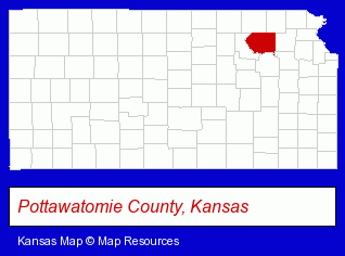 Kansas map, showing the general location of Flower Mill