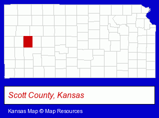 Kansas map, showing the general location of Camp Lakeside