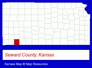 Kansas map, showing the general location of Liberal Kenworth