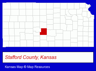 Kansas map, showing the general location of St John National Bank