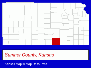 Kansas map, showing the general location of Sumner-Cowley Electric Cooperative