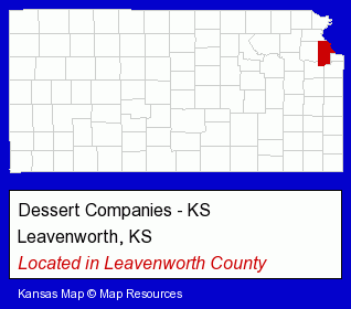 Kansas counties map, showing the general location of Dessert Companies - KS