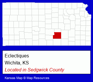 Kansas counties map, showing the general location of Eclectiques