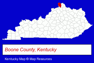 Kentucky map, showing the general location of Parkway Products Inc