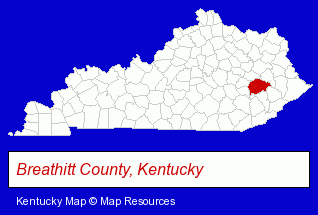 Kentucky map, showing the general location of Bethel Mennonite Camp