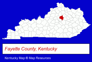 Kentucky map, showing the general location of Landscaper's Corner