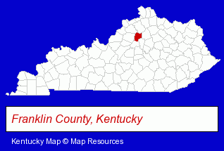 Kentucky map, showing the general location of Citizens Commerce National BNK