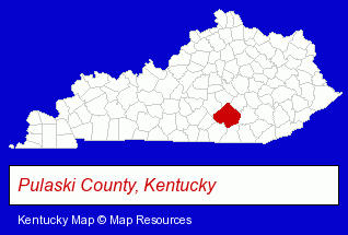 Kentucky map, showing the general location of Baxter's Coffee-Ice Cream Bar