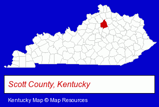 Kentucky map, showing the general location of Georgetown Ambulance Service