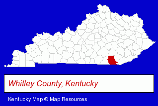 Whitley County, Kentucky locator map