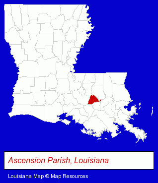 Louisiana map, showing the general location of Babin's Cabinet Works Inc