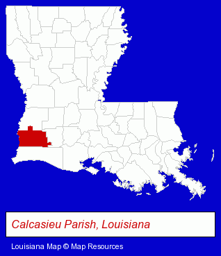 Louisiana map, showing the general location of Lake Charles Rubber & Gasket