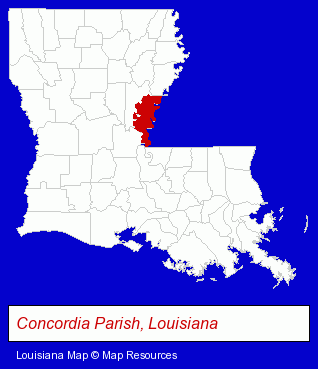 Louisiana map, showing the general location of Lakeview Lodge