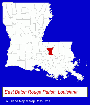 Louisiana map, showing the general location of Goodwood Hardware & Outdoors