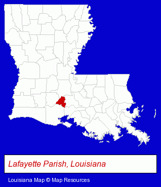 Louisiana map, showing the general location of J P Oil Company