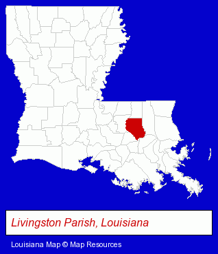 Louisiana map, showing the general location of James D Riddle