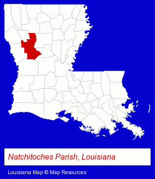 Louisiana map, showing the general location of Natchitoches Wood Preserving