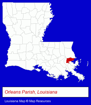 Louisiana map, showing the general location of Southern Electronics Supply