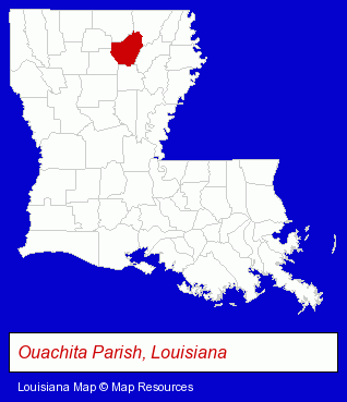 Louisiana map, showing the general location of Central Oil & Supply Corporation