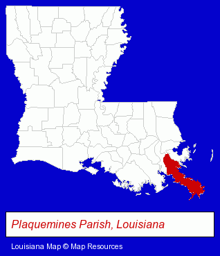 Louisiana map, showing the general location of Southern Seaplane Inc