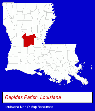 Louisiana map, showing the general location of Gordon McKernan Injury Attorneys Alexandria