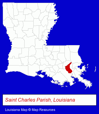 Louisiana map, showing the general location of St Charles Herald Guide