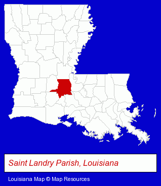 Louisiana map, showing the general location of Lenard Bertrand General Contractors